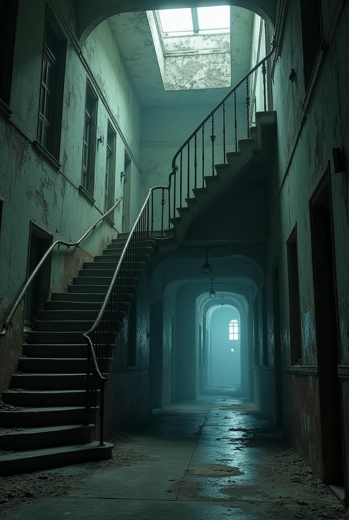 an ancient building hospital with narrow, winding hallways and a silence that seemed to breathe on its own