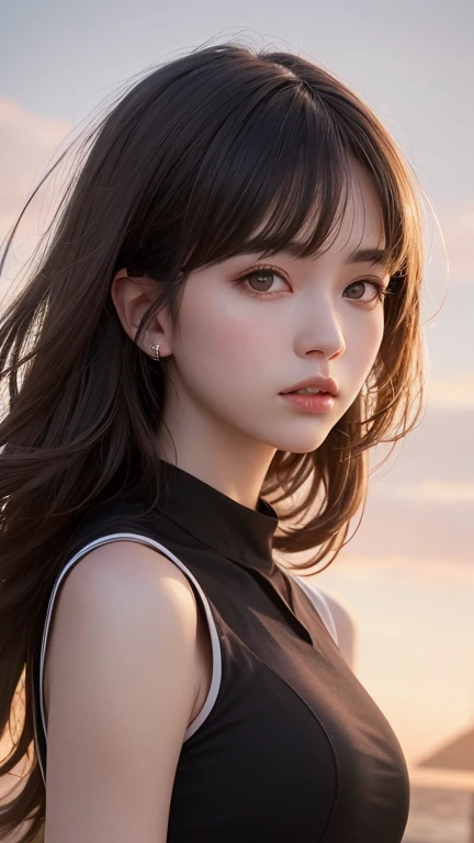 Highest quality, shape, Very detailed, In detail, High resolution, 8k wallpaper, Perfect dynamic composition, Beautiful attention to detail, woman's fashion summer,Short Bob Hair,Small Breasts Natural Color Lip, Bold sexy pose,smile,Harajuku、20-year-old girl、cute、sexy shot looking at camera