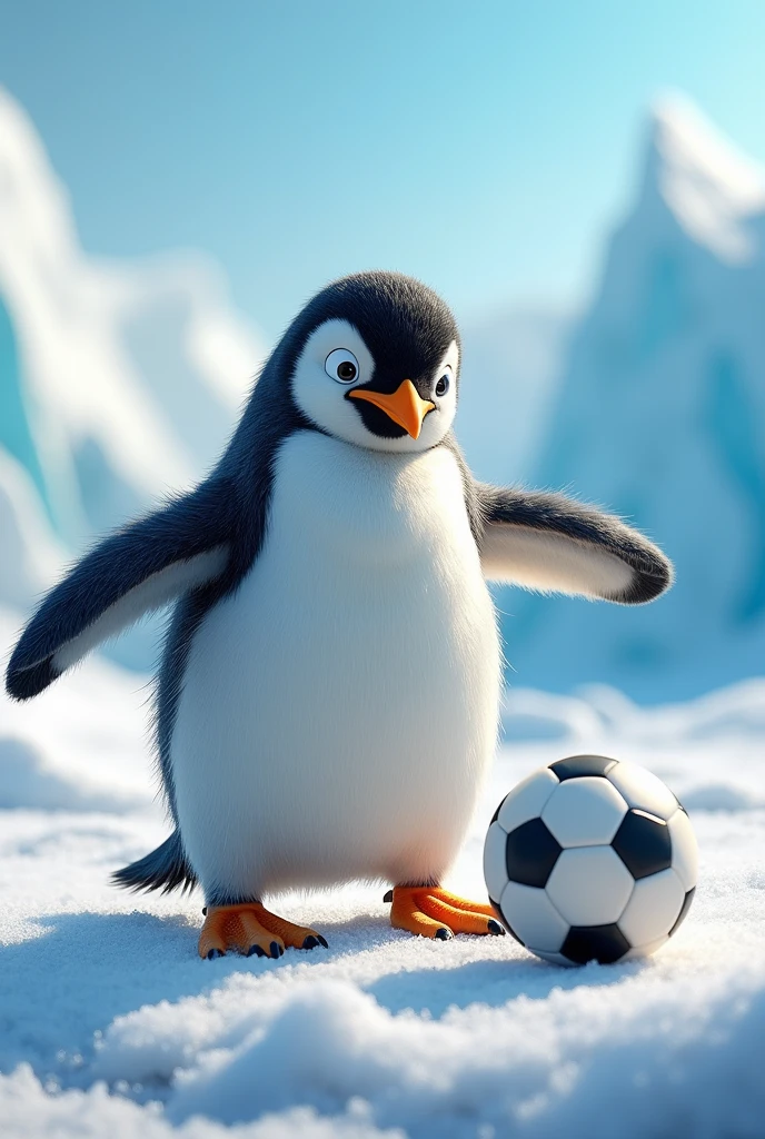 penguin with soccer ball