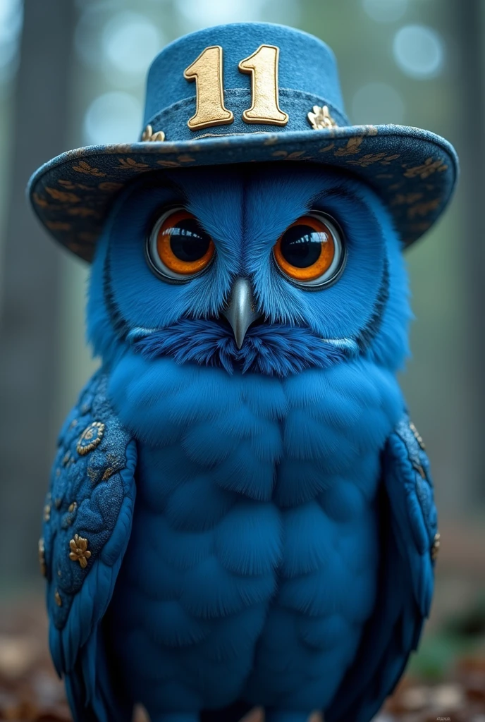 Blue owl with hat with number 11