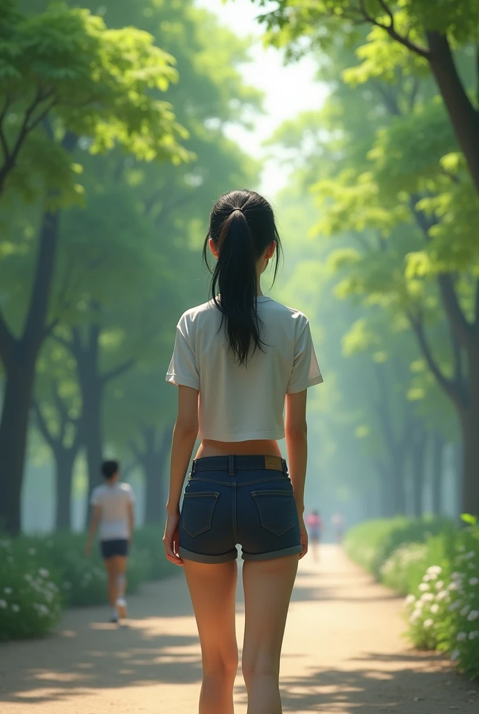 ((velocity)),Attacked by farts, (((Women farting))),(girl farting while jogging),velocity,)(a female pedestrian,(wearing a shirt and shorts),(her butt facing screen)) (ponytail blackhair),(Asian woman),(park),(masterpiece:1.2、top-quality, best-quality)、(the Extremely Detailed CG Unity 8K Wallpapers、ultra-detailed、Best Shadows)、(Detailed background)、(The best lighting、extremely delicate and beautiful)、depth of fields、1girl in、solo、