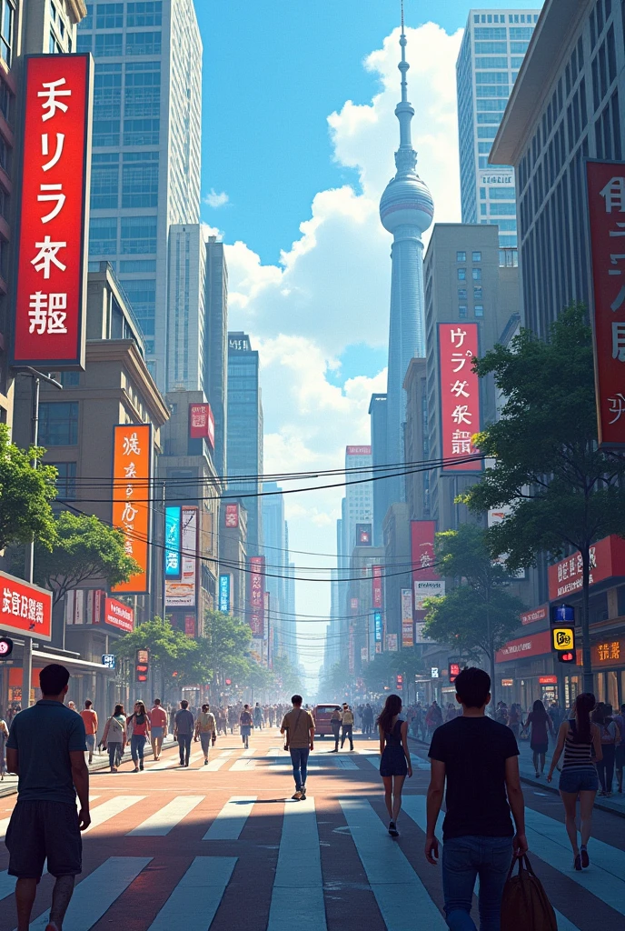 in a city