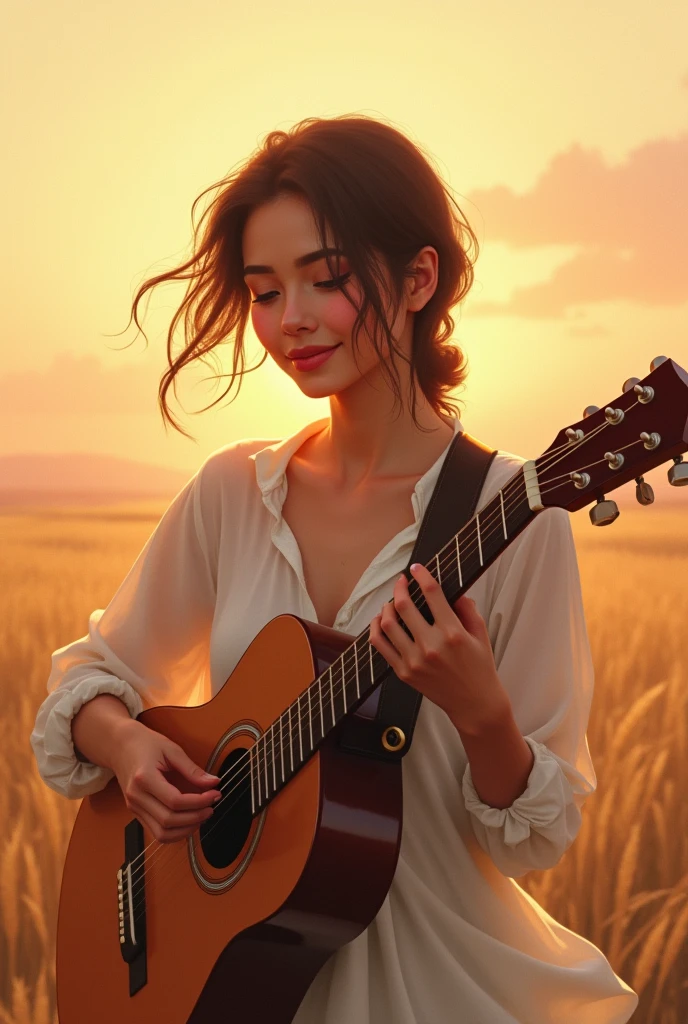 Make a album foto for song "I just Wanna be Happy" with guitar. Artist : Lyrics from my Heart