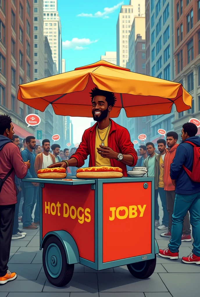 Black man selling hot dot comic