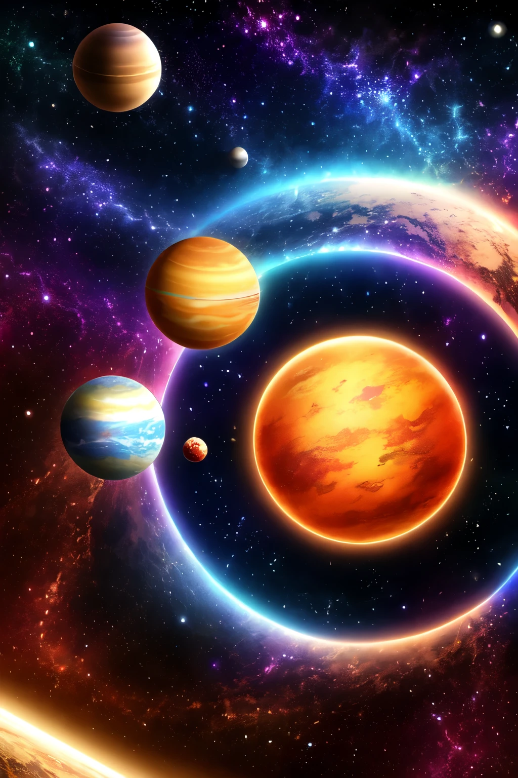 An lightness cosmic astronomy-based background, with planets and stars