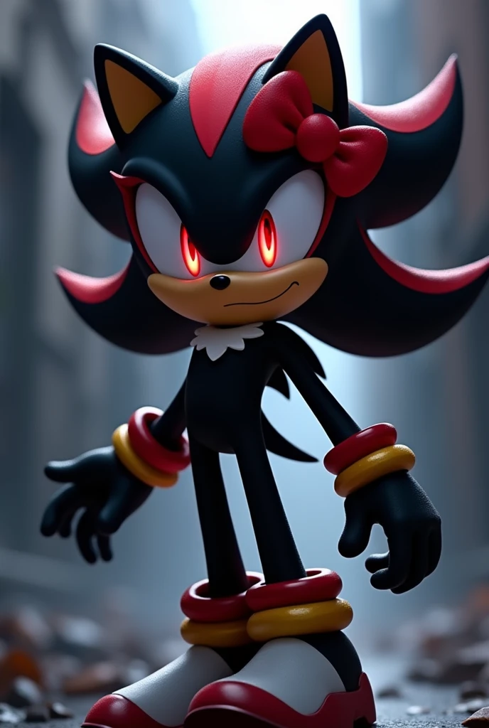 Make shadow from sonic as a girl but with a red hello kitty bow