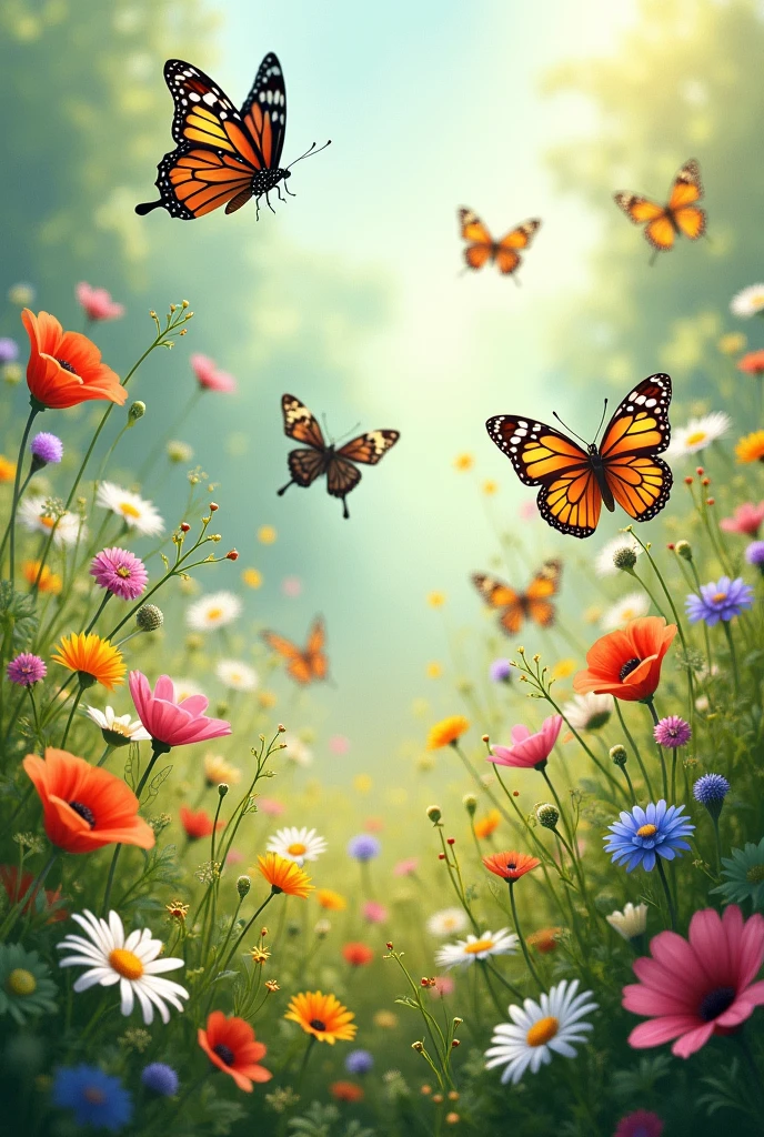 wild flowers and butterflies