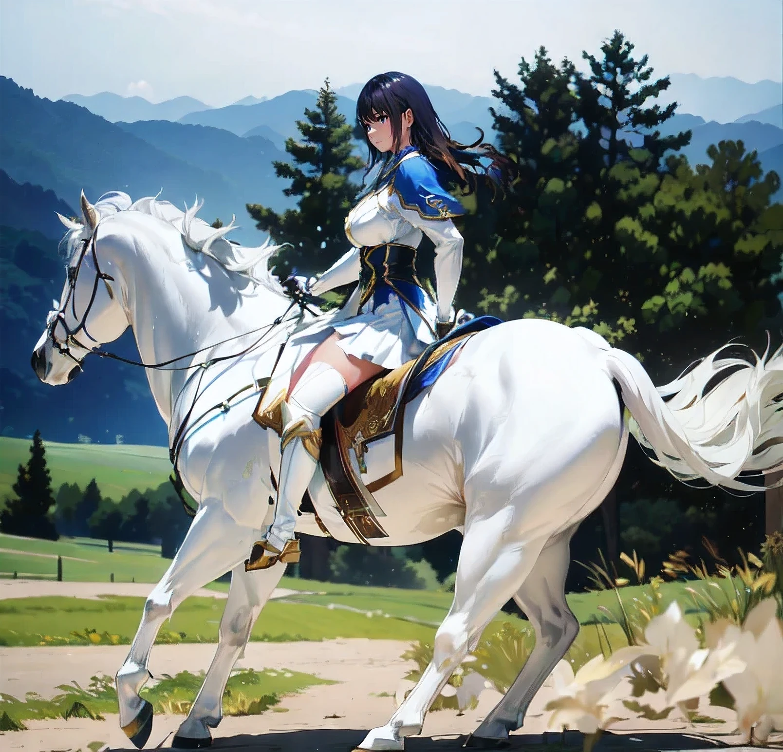 a beautiful majestic white horse running gracefully through a lush green field, 1horse, detailed horse anatomy, detailed horse muscles, dynamic motion blur, cinematic lighting, dramatic cloudy sky, golden hour, stunning landscape, vibrant colors, photorealistic, (best quality,4k,8k,highres,masterpiece:1.2),ultra-detailed,(realistic,photorealistic,photo-realistic:1.37)