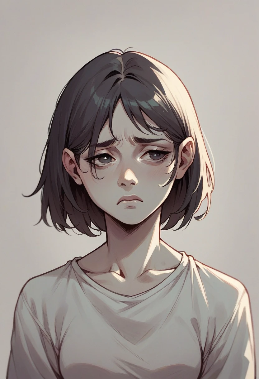 Sad girl pencil drawing