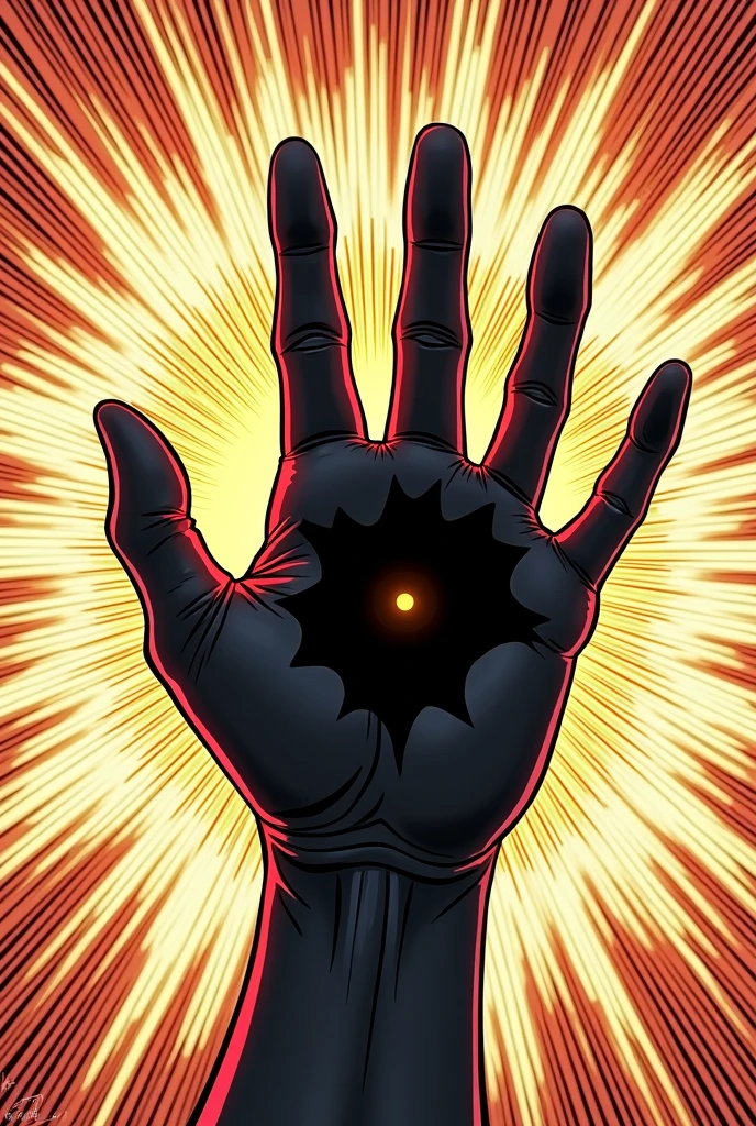 Black hot dot in comic hand