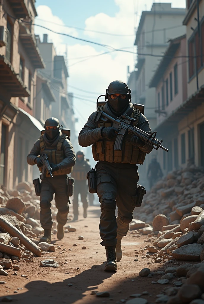 (photorealism:1.2)an image alluding to
a battle royale video game like free fire