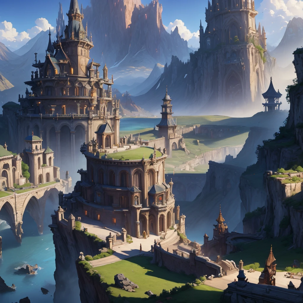 high quality, detailing, concept art, Landscape, techno fantasy, Crowd
