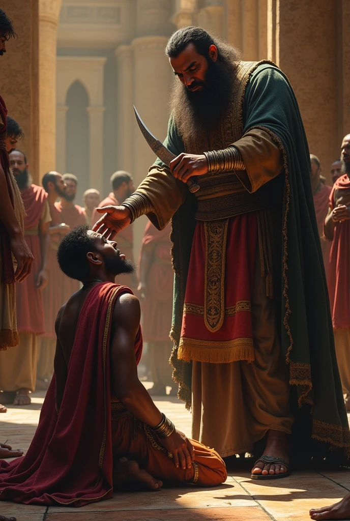 King Hammurabi cutting off a slave's ear