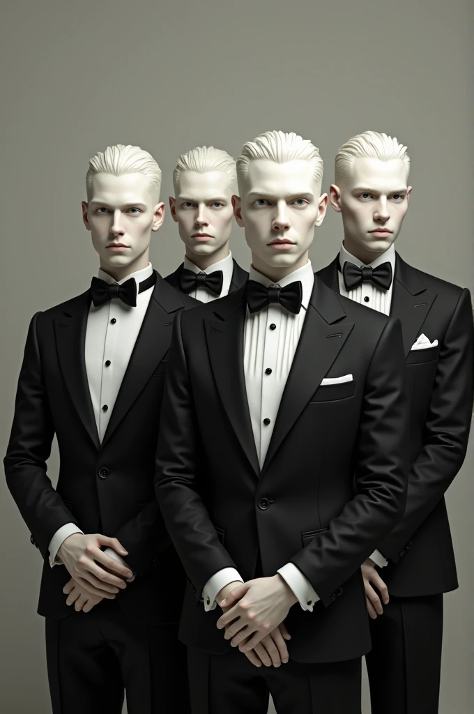 Four albino men in elegant suits posing
