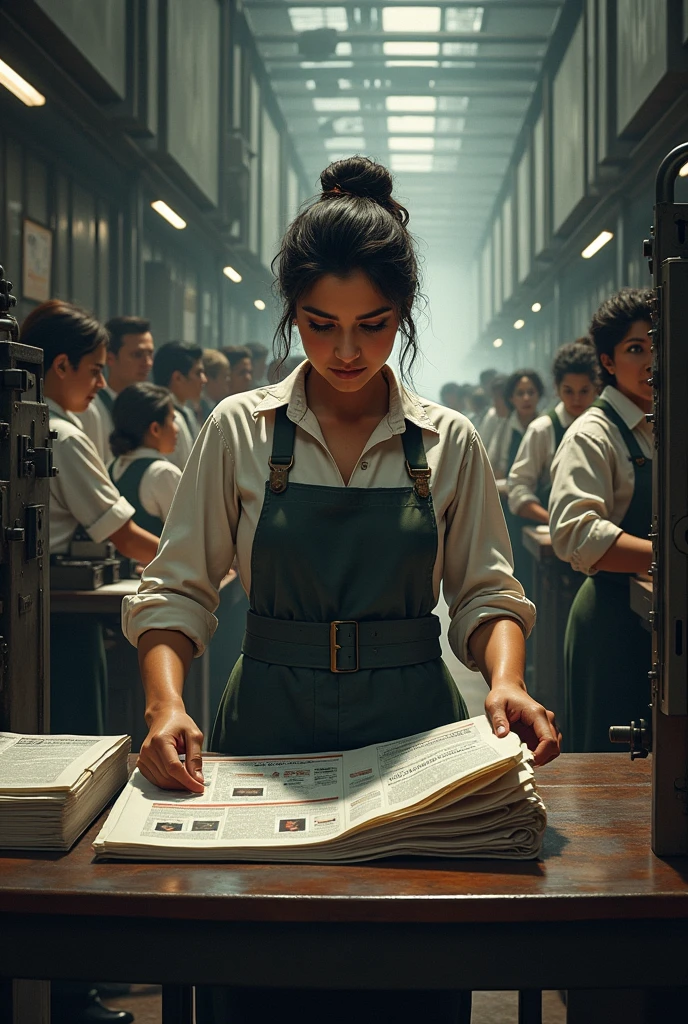 advocate for women's rights in a factory environment" Observe Charlotte, uma defensora dos direitos das mulheres, while she engages with factory workers in her work environment. Vestida com um modesto vestido vitoriano, It fights for better working conditions and represents the emerging social reforms of the time.