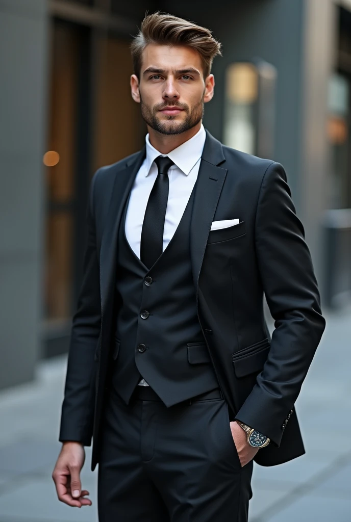 Rich young man in successful suit 
