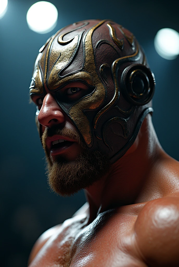 WRESTLING MASK THAT HAS A COWBOY BOOT ON ONE SIDE