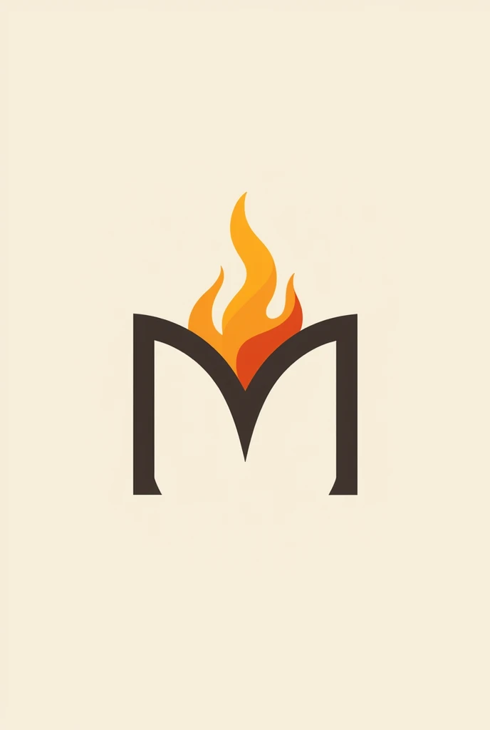 Letter M combined with a flame of fire in isotype style for a church 
