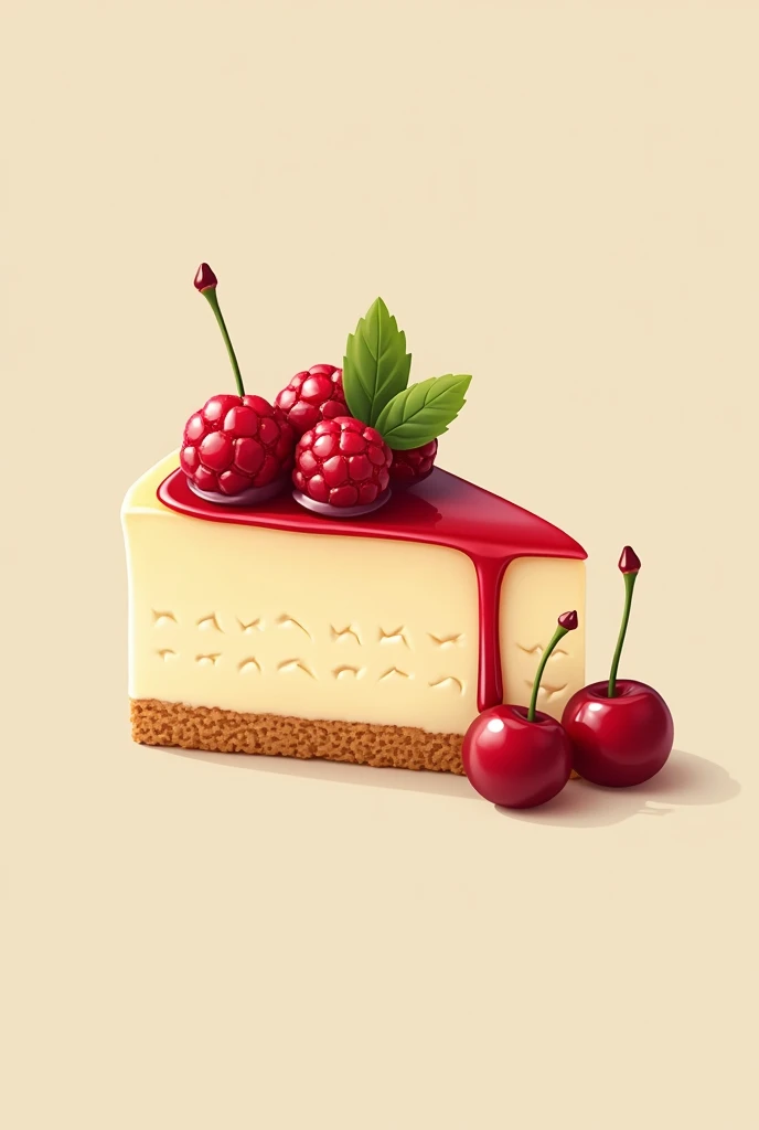 Cheesecake pastry logo with red fruits, one portion