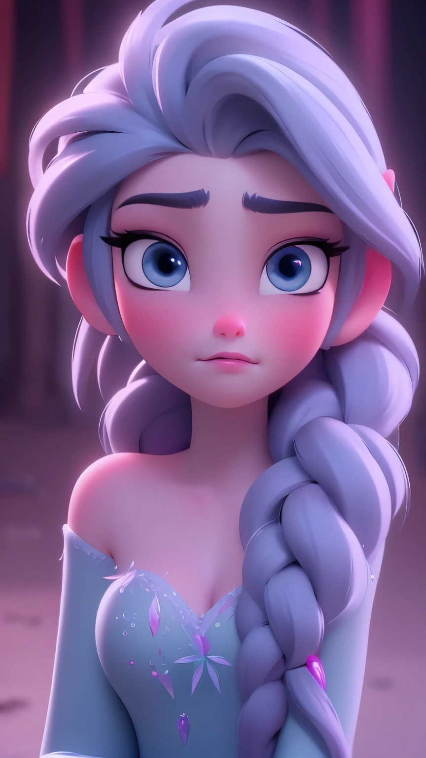 Elsa, (perky breasts), (((small breasts))), smirk:1.2, beautiful blue eyes, (perfect iris’s), depth of colour to her eyes, blonde hair, long hair, braid, full lips, blush, naked, she is showing her vagina, depth of field, bokeh, (special attention to skin detail: 1.2), masterpiece, best quality, ultra-detailed, ultra-HD, photorealistic, cinematic, ((mid camera shot)), sensual pose, alluring, nipples:1.4, looking up at camera, closeup on her face, her cheeks are blushed, 2, she is on her knees, eye contact:1.4, high angle:1.5, ((closeup on face)), perfect face, (((visible breasts))) bokeh everything other than her perfect face, location is Arendelle in winter, ice castle