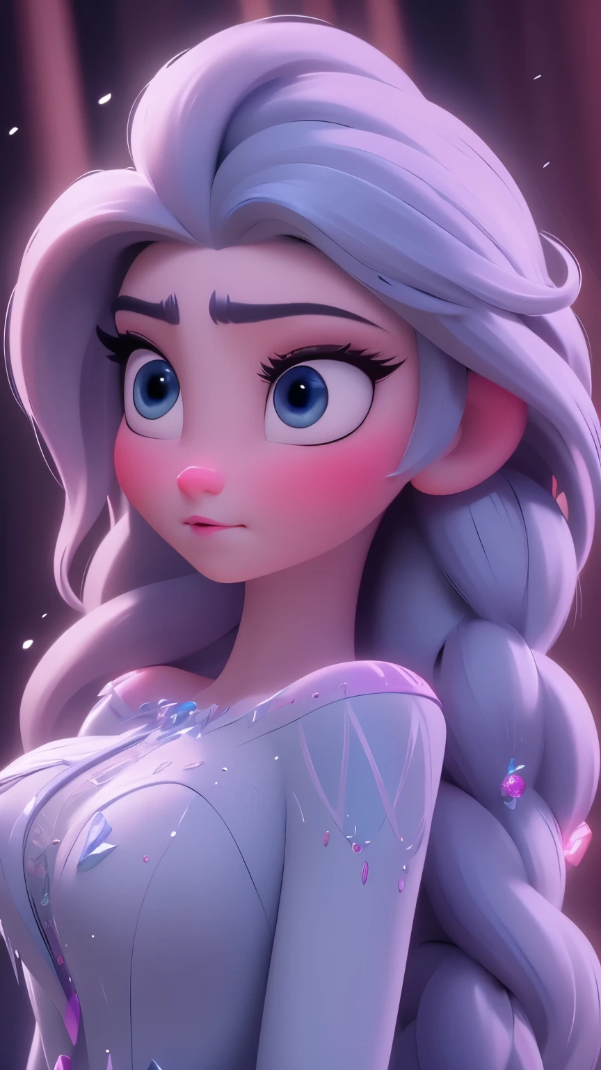 Elsa, (perky breasts), (((small breasts))), smirk:1.2, beautiful blue eyes, (perfect iris’s), depth of colour to her eyes, blonde hair, long hair, braid, full lips, blush, naked, she is showing her vagina, depth of field, bokeh, (special attention to skin detail: 1.2), masterpiece, best quality, ultra-detailed, ultra-HD, photorealistic, cinematic, ((mid camera shot)), sensual pose, alluring, nipples:1.4, looking up at camera, closeup on her face, her cheeks are blushed, 2, she is on her knees, eye contact:1.4, high angle:1.5, ((closeup on face)), perfect face, (((visible breasts))) bokeh everything other than her perfect face, location is Arendelle in winter, ice castle