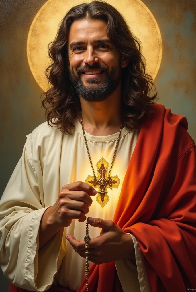 Laberadas of Pentecost, Espirito holding a rosary in his hand and with writing somewhere in the Brazilian Portuguese language "Do not quench the Spirit "