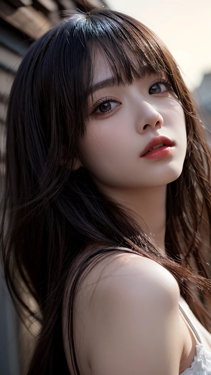 Highest quality, shape, Very detailed, In detail, High resolution, 8k wallpaper, Perfect dynamic composition, Beautiful attention to detail, woman's fashion summer,Short Bob Hair,Small Breasts Natural Color Lip, Bold sexy pose,smile,Harajuku、20-year-old girl、cute、sexy shot looking at camera