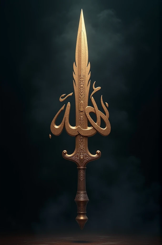 An arabic calligraphy of "سعيد" in a sword design