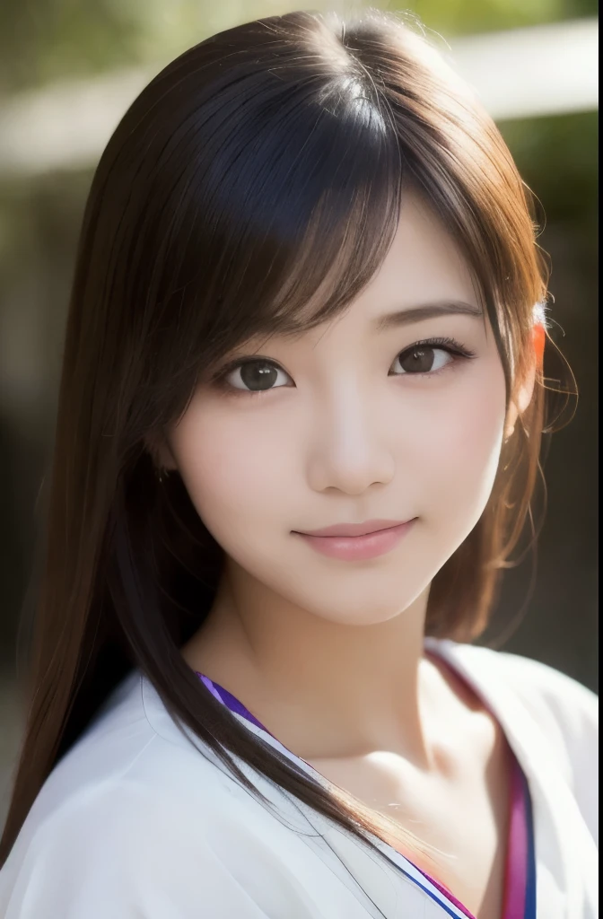 best quality, face focus, soft light, ultra high res, (photorealistic:1.4), RAW photo,(Shinozaki Ai), (fair skin), (kawaii),
1 Japanese girl, solo, cute, smile, (pupil, lights in the eyes),  detailed beautiful face, Medium-sized breasts,(high resolution detail of human skin texture),(long hair),(portrait), upper body, white traditional kimono