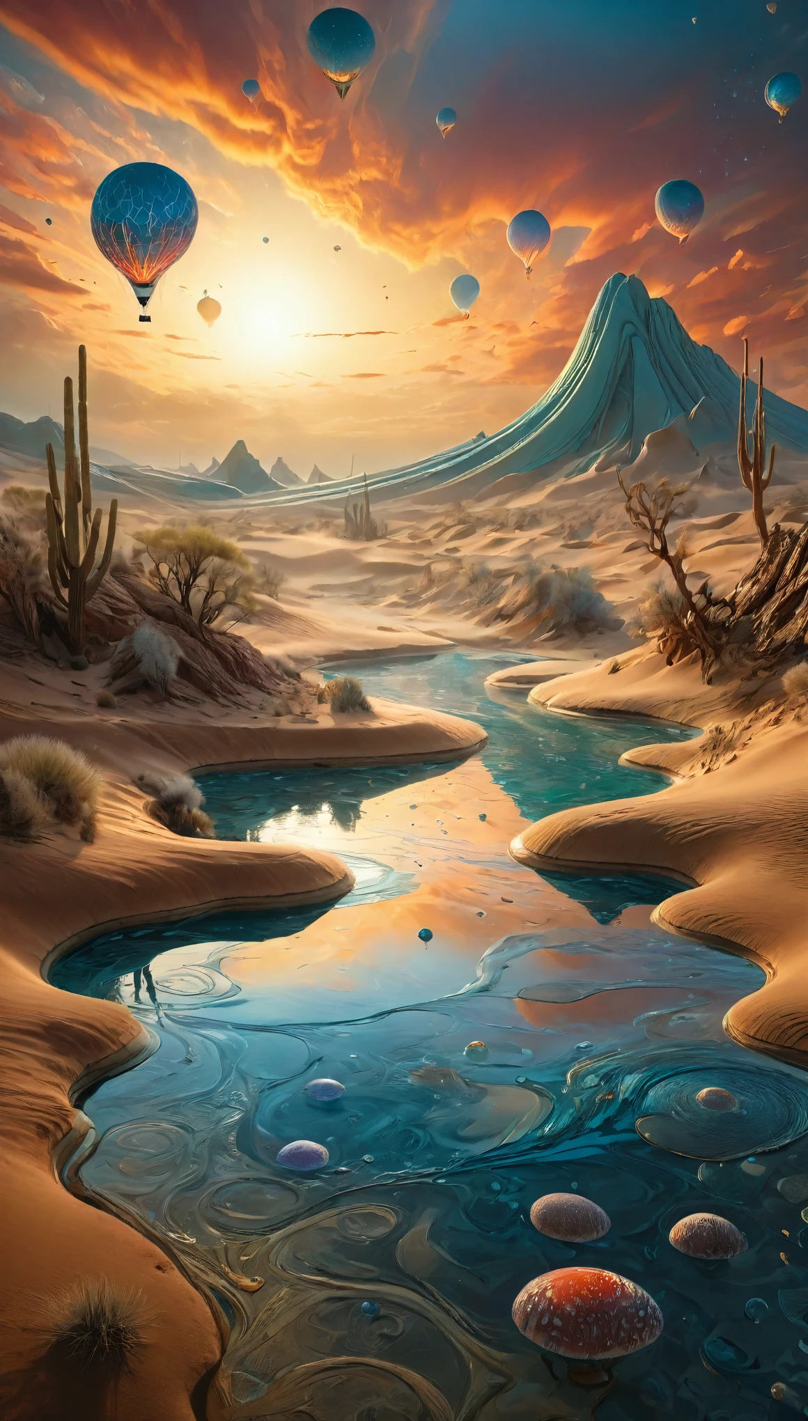 (best quality,4k,8k,highres,masterpiece:1.2),ultra-detailed,(realistic,photorealistic,photo-realistic:1.37), digital art by IrinaKapi, surrealism, desert of time, splash, futuristic, patterns, floating objects, Yuumei, Robert Bissell, Christopher Balaskas, Keith Mallett, Wassily Kandinsky, acrylic painting, dreamlike atmosphere, intricate details, mesmerizing composition, ethereal beauty, mystical elements, whimsical landscapes, otherworldly creatures, intricate brushwork, surreal landscapes, fantastical imagery