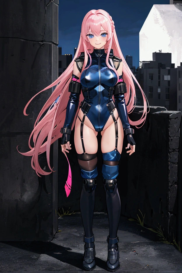 A giant painting of a woman wearing a thin bikini in a city, tits proportions, Doujinshi, chic, tits cyberpunk, tits, Rear View, Rear view, Cute sexy ass, Coastal cities, Completely naked, Genitals are visible, biomechanical tits, Giant Art, Beach, Shiny knee-high boots，Shiny Bikini，Shiny Long Gloves