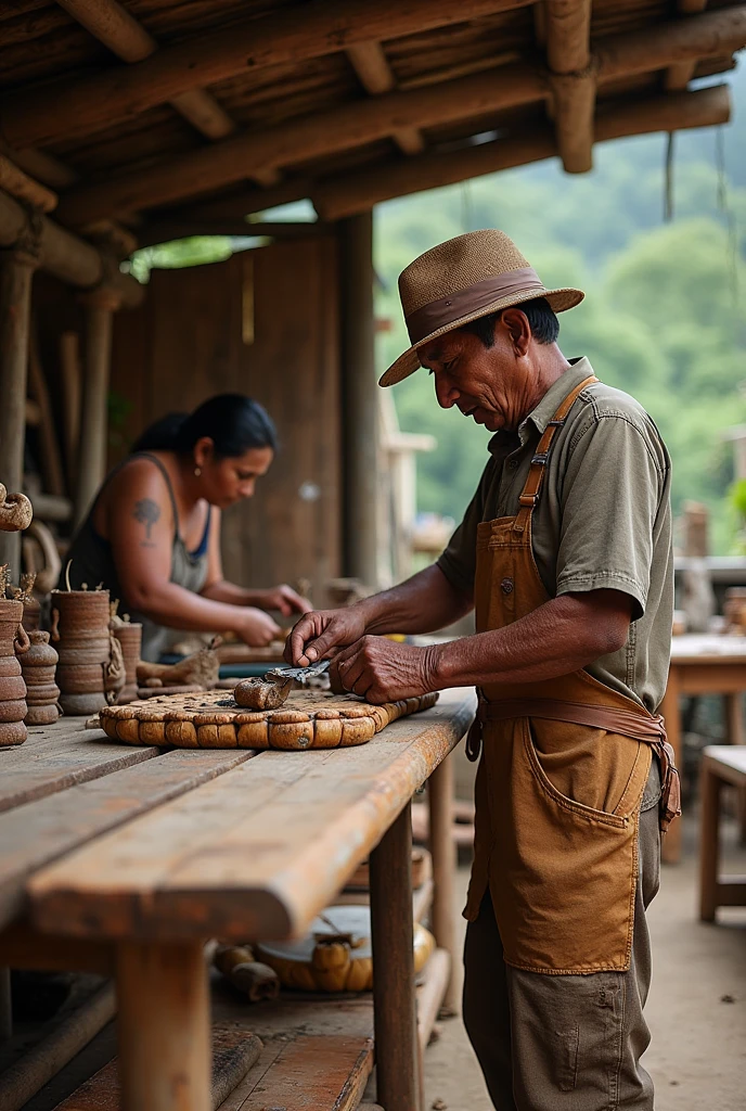 Give me an image that represents the creation of furniture made by artisans from the Sierra Nevada of Santa Marta