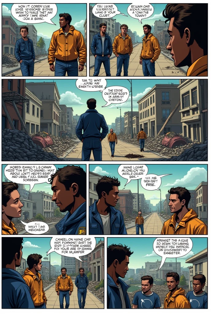 Comic strip with vignettes with characters and conversation about natural disasters such as the earthquake