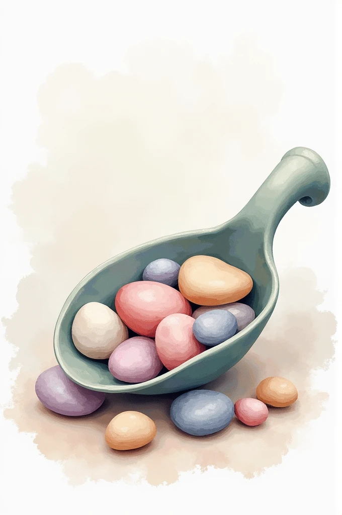 Make a scoop with pastel pebbles in acuarela art style