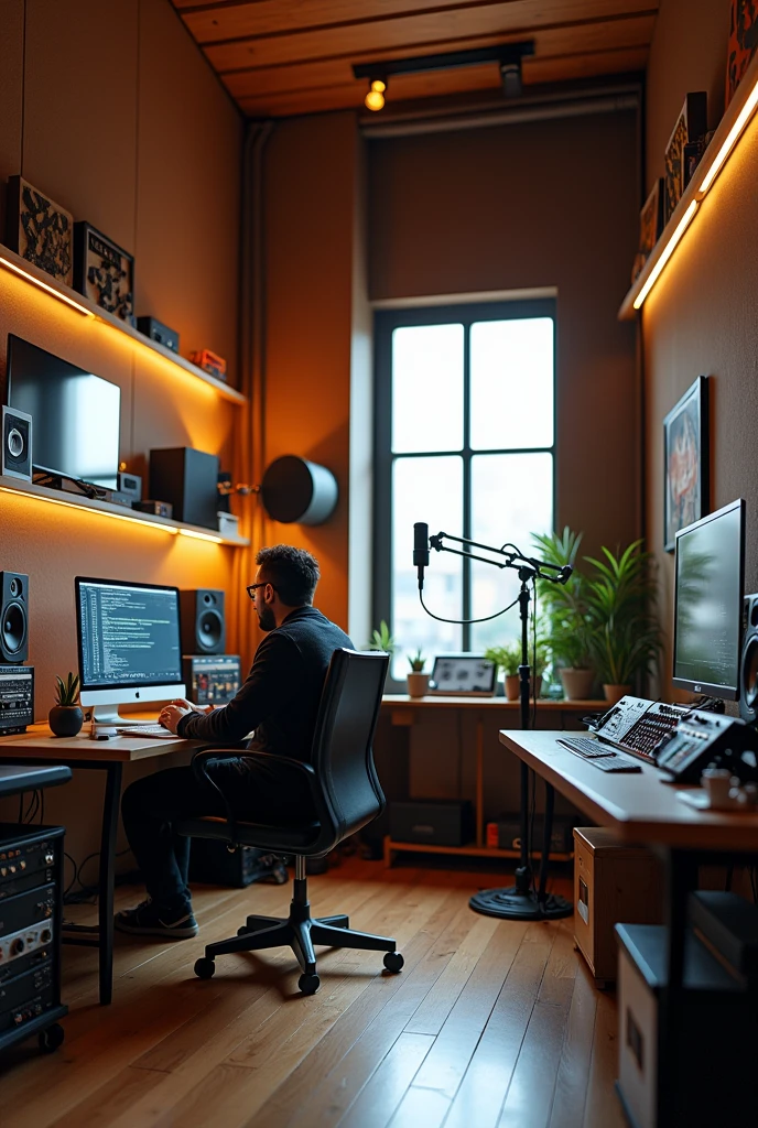 create a s studio imagine with PC and mic
