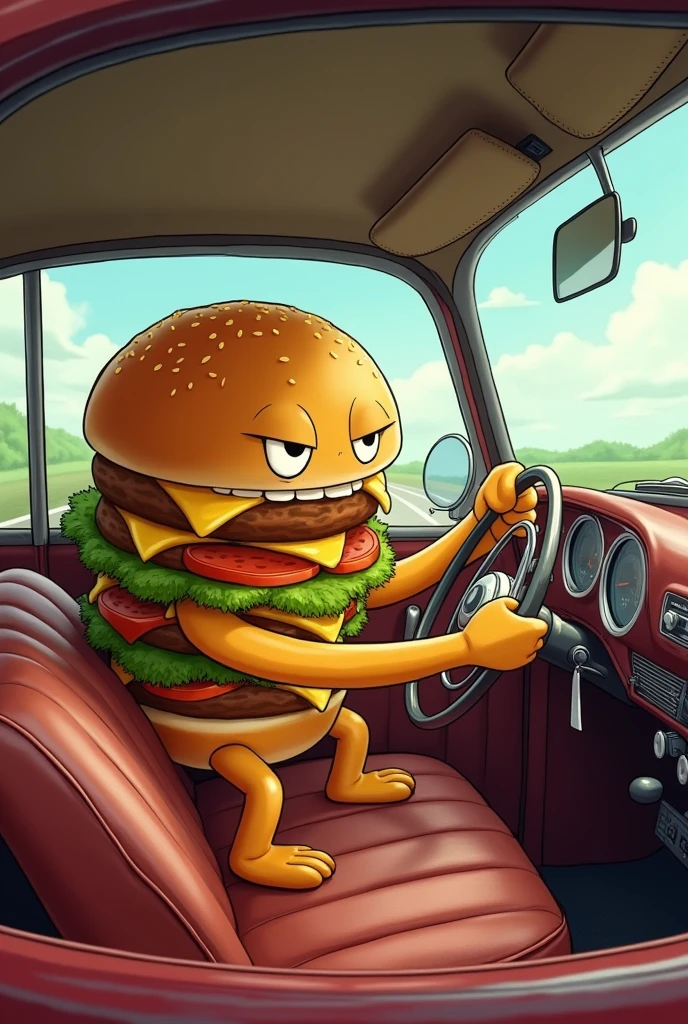 Cheeseburger driving