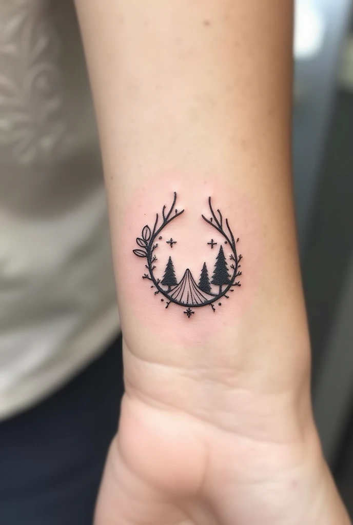 Tattoo Design Request:**
- **Theme:** I want a tattoo design that reflects my love for traveling, hiking, nature, and my connection to my zodiac sign (Cancer) and my boyfriend's zodiac sign (Capricorn).
- **Style:** The design should be minimalistic, created with fine lines. It should be tiny, delicate, and only in black and white.
- **Elements:**
- **Zodiac Signs:** Incorporate subtle representations of the Cancer and Capricorn zodiac signs. These can be simple line drawings or.and they should be like in very fine lines not drawn
- **Travel:** Add a small travel-related element like a tiny a simple mountain range, or a small airplane outline.
- **Nature:** Include a nature element such as a small tree, a leaf, or a simple mountain range. The nature elements should evoke a sense of peace and relaxation.
- **Overall Concept:** The design should feel serene and balanced, symbolizing both my love for peaceful, relaxing trips in nature and my strong connections and relationships to my boyfriend through his zodiac sign .
- **Placement:** It’s meant to be a small tattoo, so it should fit comfortably on a wrist, ankle, or behind the ear.
And maybe more detail on travel and travel symbols
But no cross or any religious symbols