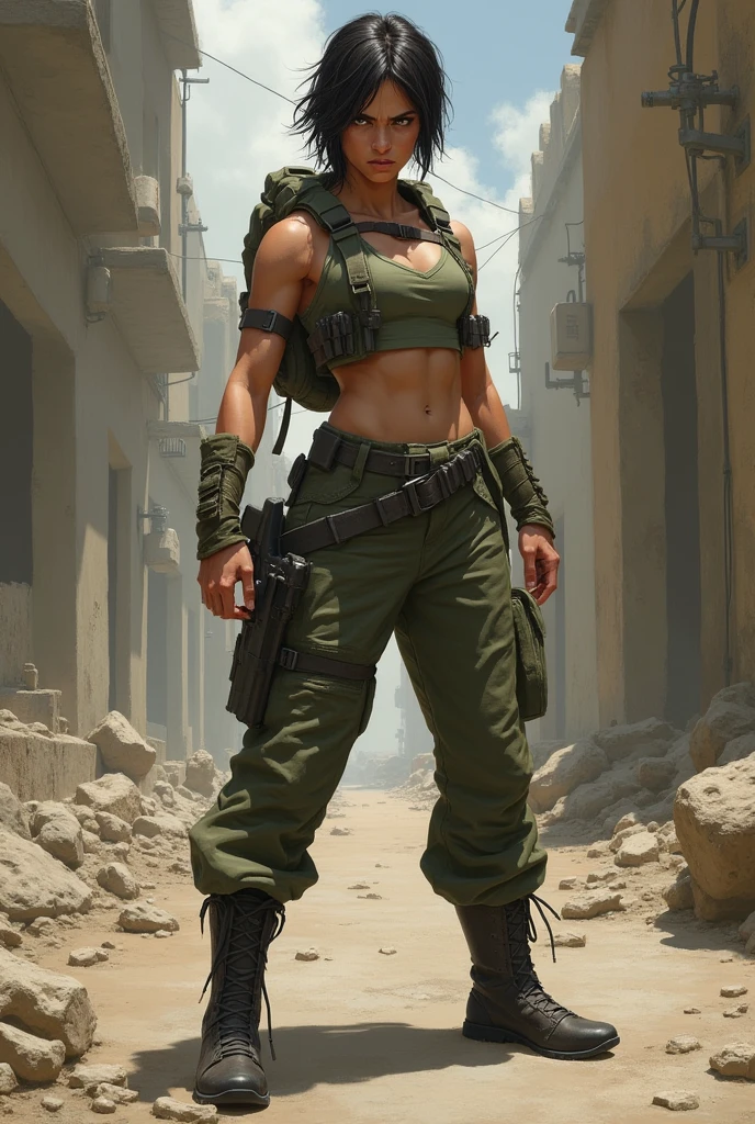 Cute but angry soldier chick