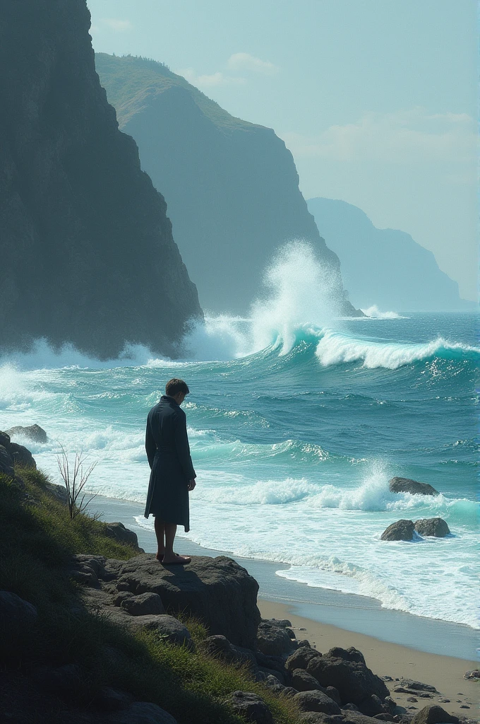 draw imagery about The persona in the poem is probably someone on a beach at Gabu, watching the rough sea, contemplating life.