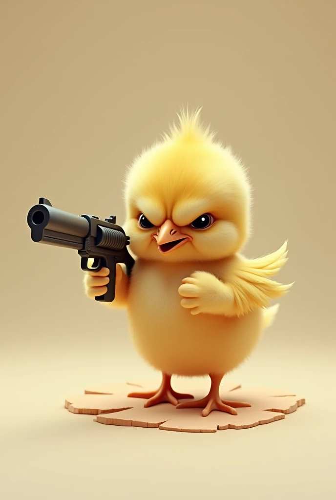 A drawing of a very angry chick with a WWII helmet smoking a cigarette,carrying a waving yellow flag