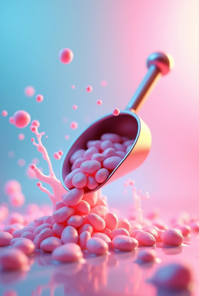Make a scoop with pastel shiny pebbles in splash art style animated