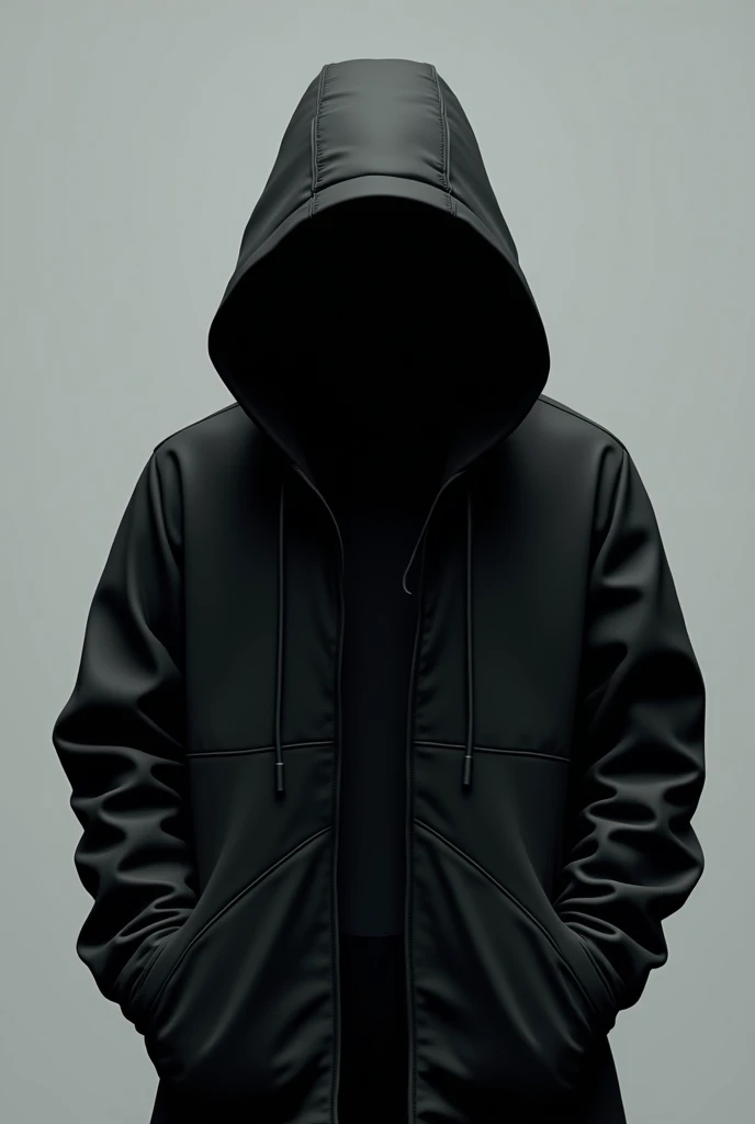 I want more images of men in tech clothes where you can't see their faces. An icon that looks like a young man, futuristic fashion with black hood that hides the face.、I wish the clothes were messier, and I don't need to see the neon red eyes。I would prefer the outer clothing to be black。In live action、Zip the hood in front of your face to hide your face.。