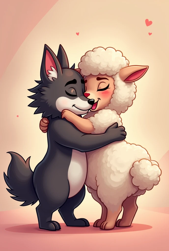 Duo, score_9, score_8_up, score_7_up, an Anthro furry sheep, female sheep, wool, wooly body, yellow eyes, sheep horns, wooly head, wooly chest and neck, mammal, standing, naked, breasts, pussy, nipples, eyes half open, mouth open, visible sigh, tired expression)1.2, BREAK cunnilingus, (a black werewolf licking her pussy):1.3,simple background