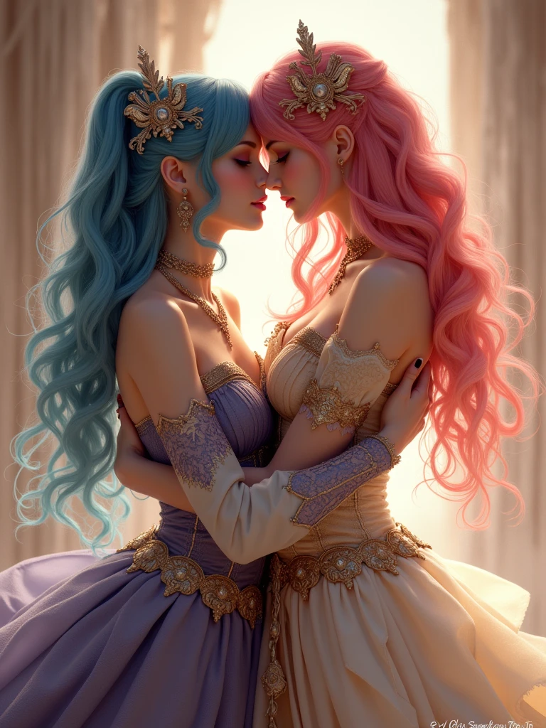 two girls kising in cosplay
