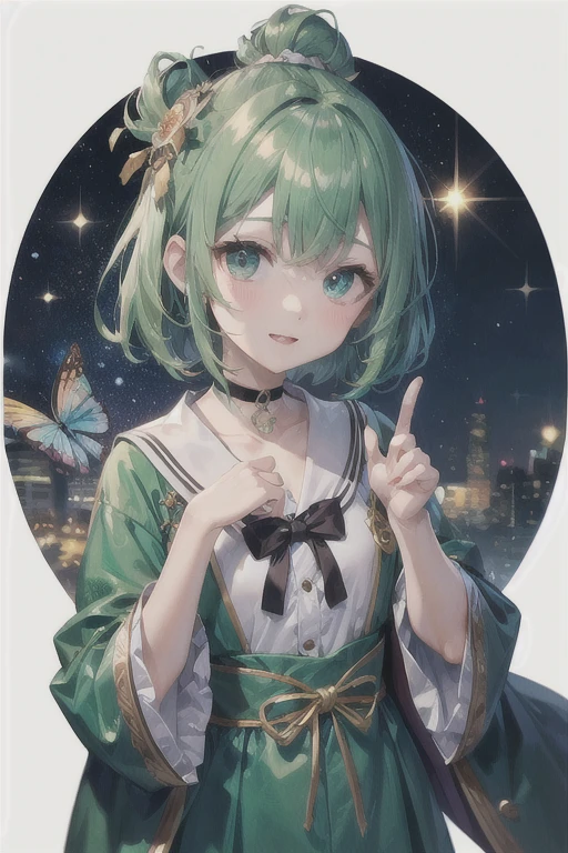 (Highest quality)、(Highest quality)、cute、(choker).eyes are emerald、cute服、Everyone turn around、Loved by everyone、