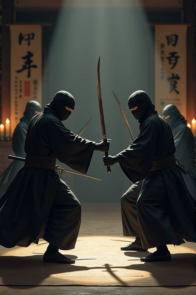 Japanese ninjas training with other ninjas 