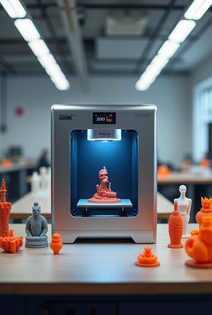 Bambu lab 3d printer with 3d prints 