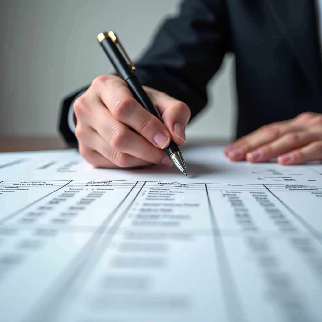 hand with a pen writing down the planning in a table