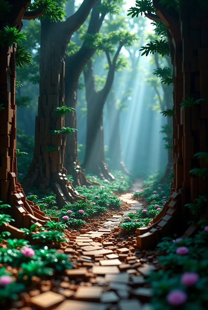 The forbidden forest from Harry Potter into a Lego background without people