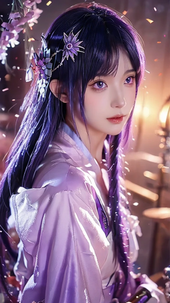 anime girl with purple hair and a sword in her hand, 2. 5 d cgi anime fantasy artwork, detailed digital anime art, beautiful fantasy anime, anime fantasy artwork, smooth anime cg art, advanced digital anime art, anime fantasy illustration, beautiful alluring anime woman, anime art wallpaper 8 k, stunning anime face portrait, anime art wallpaper 4k